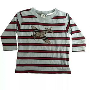 Boy’s Vintage Hartstrings Striped Long Sleeved Shirt W/ Airplane Size 18 Months